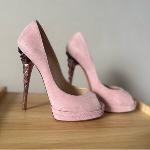 CASADEI Pink Suede Platform Heels – Size 8 (Fits like 7)